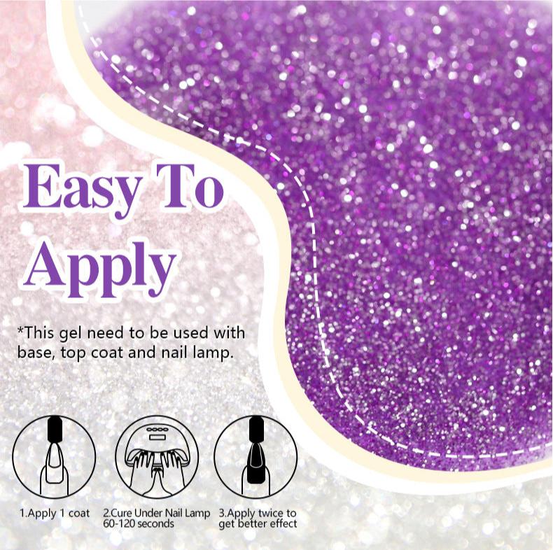 7.3ml Diamond Gel Nail Polish with 12 Different Color, Reflective Glitter Gel Polish, Sparkly Shiny Gel Nail Art Varnish Manicure Kit, Soak Off LED Lamp