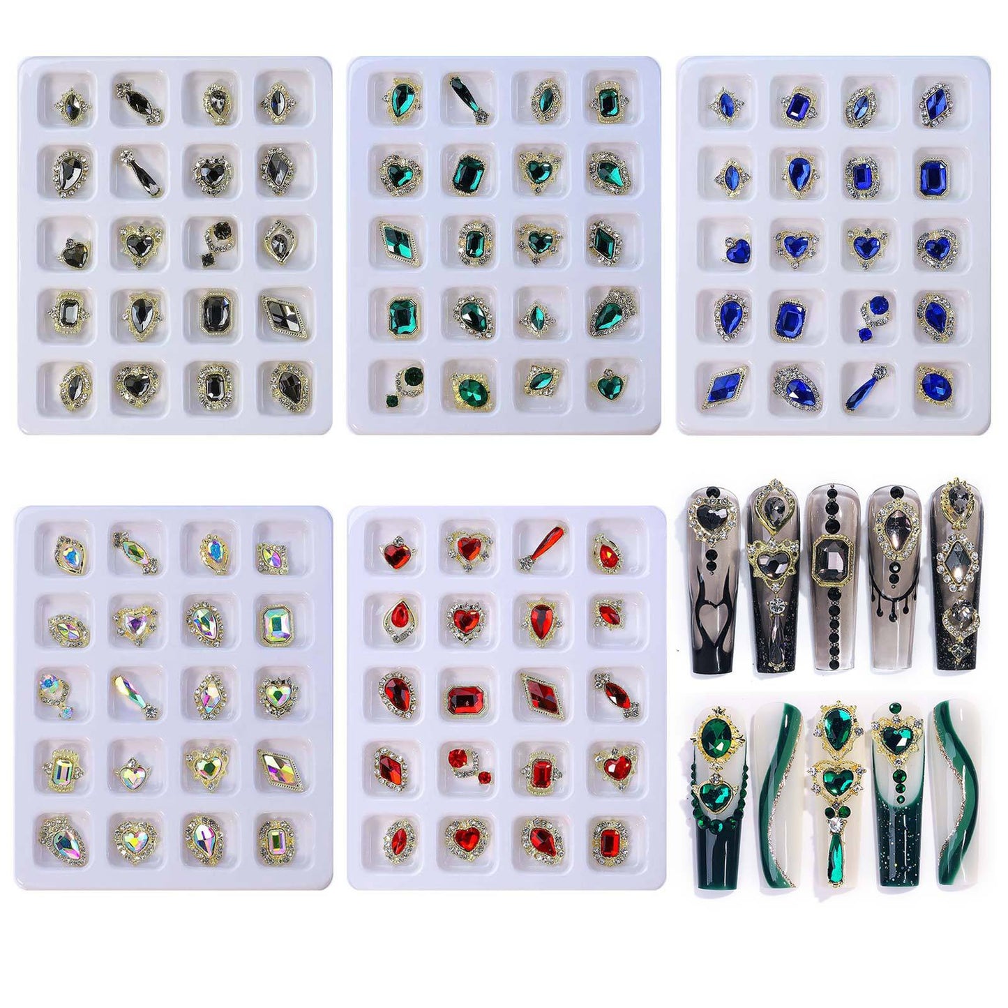 Luxury 3D Gems for Nails (12 Different Colors, 20 different gems for each color)