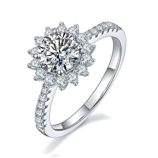 Sunflower Moissanite Ring in Sterling Silver