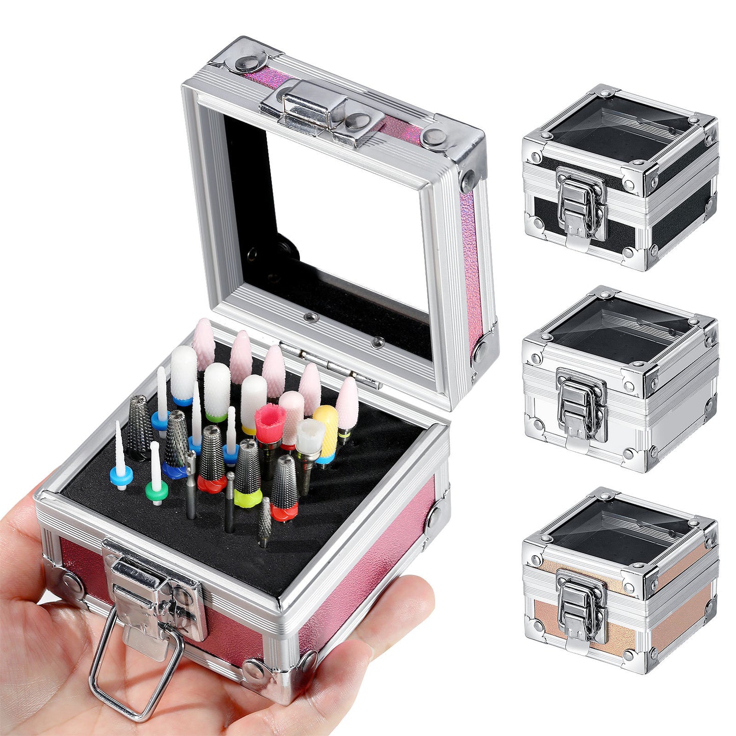Nail Drill Bits Holder Case, 25 Holes Drills Organizer Container Dustproof Stand Displayer & Manicure Tools Storage Box