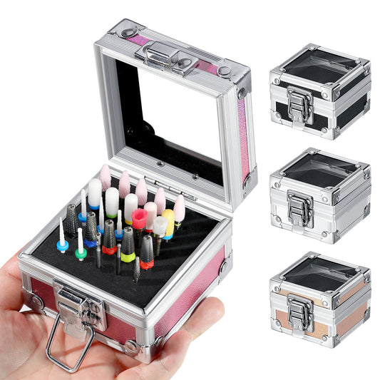 Nail Drill Bits Holder Case, 25 Holes Drills Organizer Container Dustproof Stand Displayer & Manicure Tools Storage Box