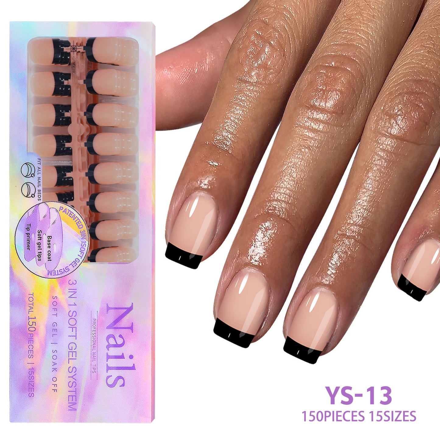 15 Different Nail Tips (150 PCS, 14 different sizes)