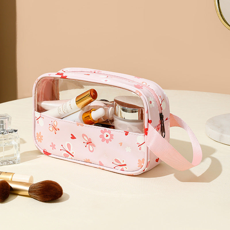 SAKURA Cosmetic Bags, PU Leather Clear Makeup Bag Travel Makeup Bag