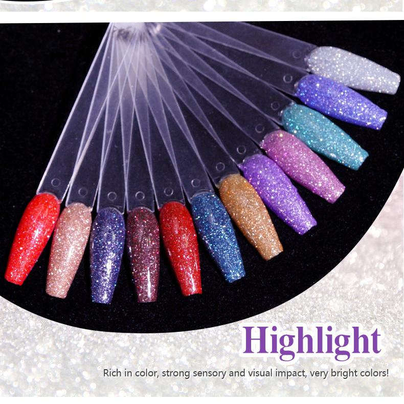7.3ml Diamond Gel Nail Polish with 12 Different Color, Reflective Glitter Gel Polish, Sparkly Shiny Gel Nail Art Varnish Manicure Kit, Soak Off LED Lamp