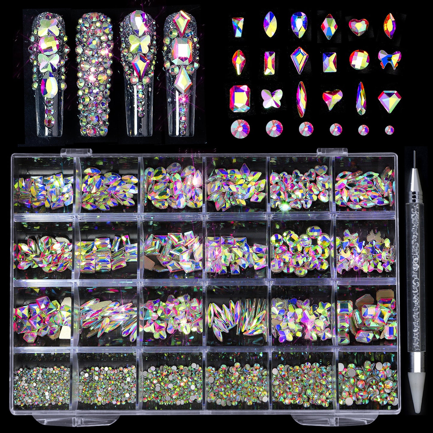 High Quality Bulk Multi-Size & Multi-Color Nail Art Rhinestones - Perfect for Professionals and DIY