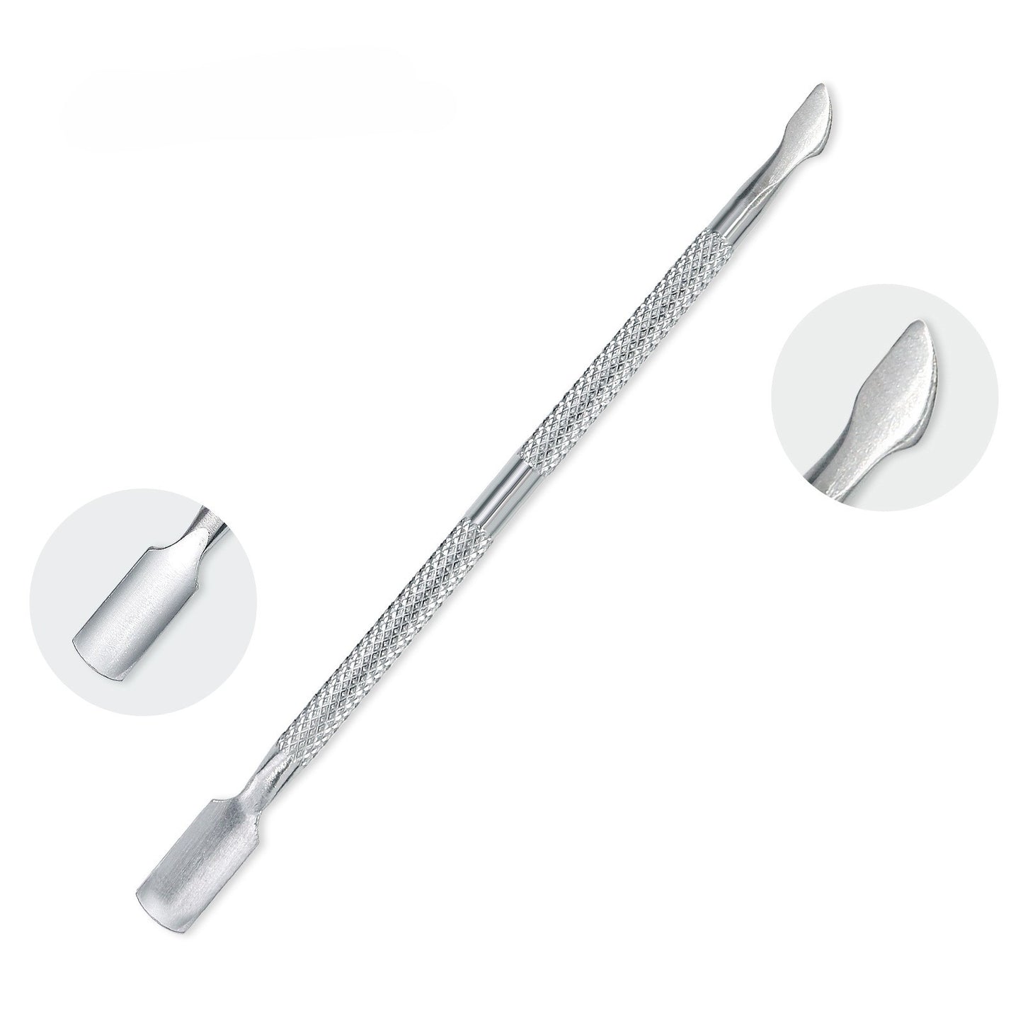 Cuticle Pusher Tool and Spoon Nail Cleaner - Professional Grade Stainless Steel Cuticle Remover and Cutter - Durable Manicure and Pedicure Tool - for Fingernails and Toenails (Silver)