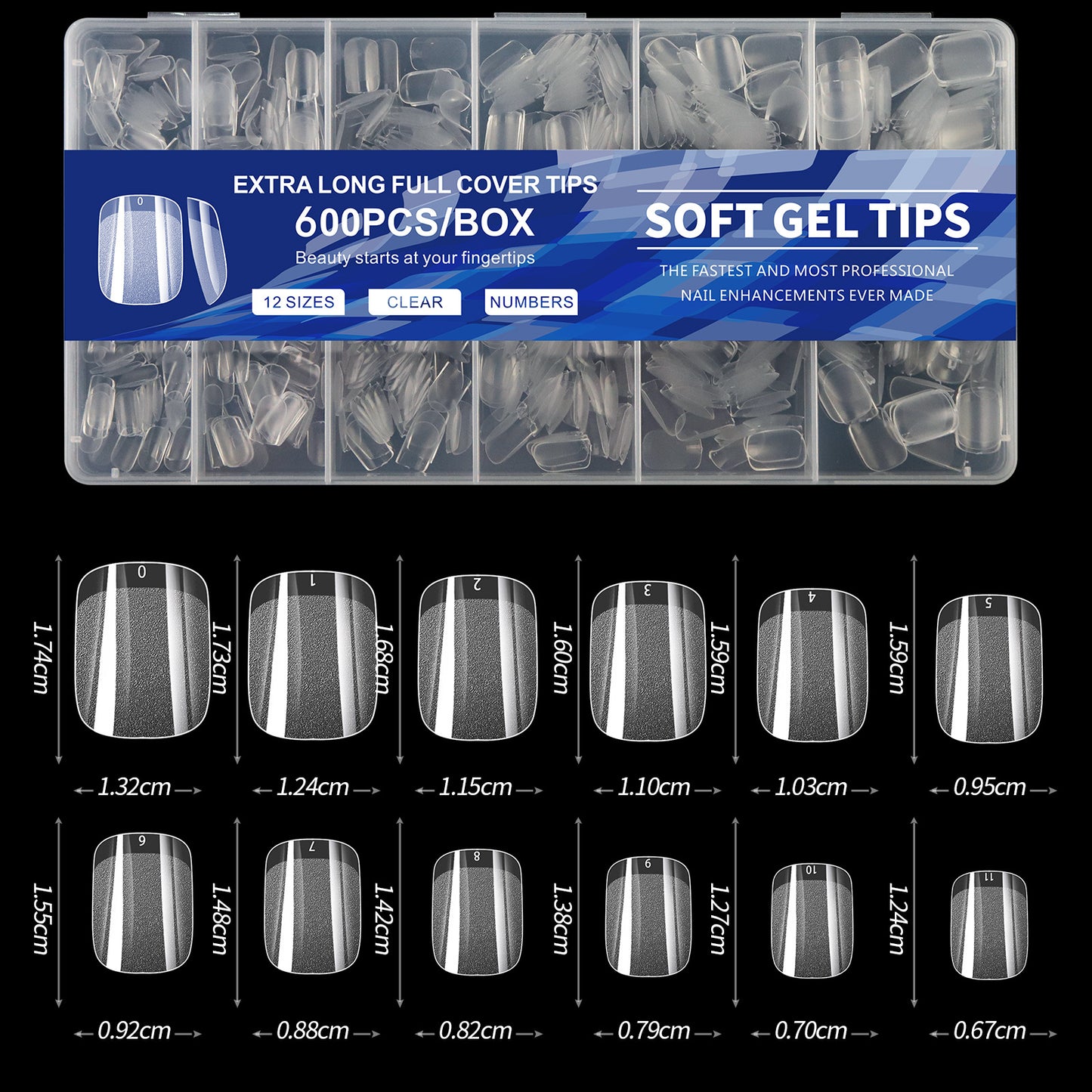 600PCS Nail Tips (6 different shapes)