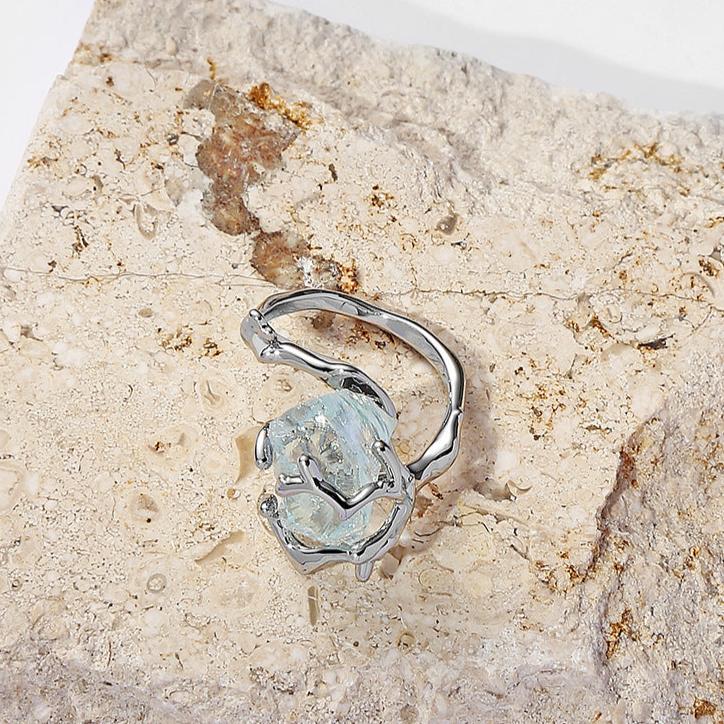 (Stainless)Enchanted Ice Crystal Orb Ring | Mystical Elegance in a Modern Design