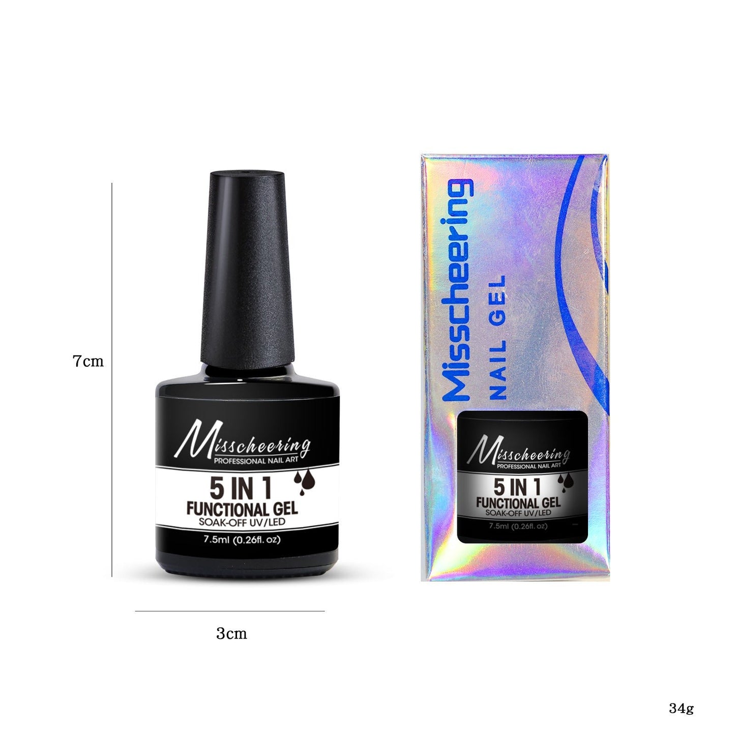5 in 1, Nail Base Gel, Top Gel, Extension Gel (Builder Gel), Reinforcing gel, Strengthener Hard Gel in ONE Bottle