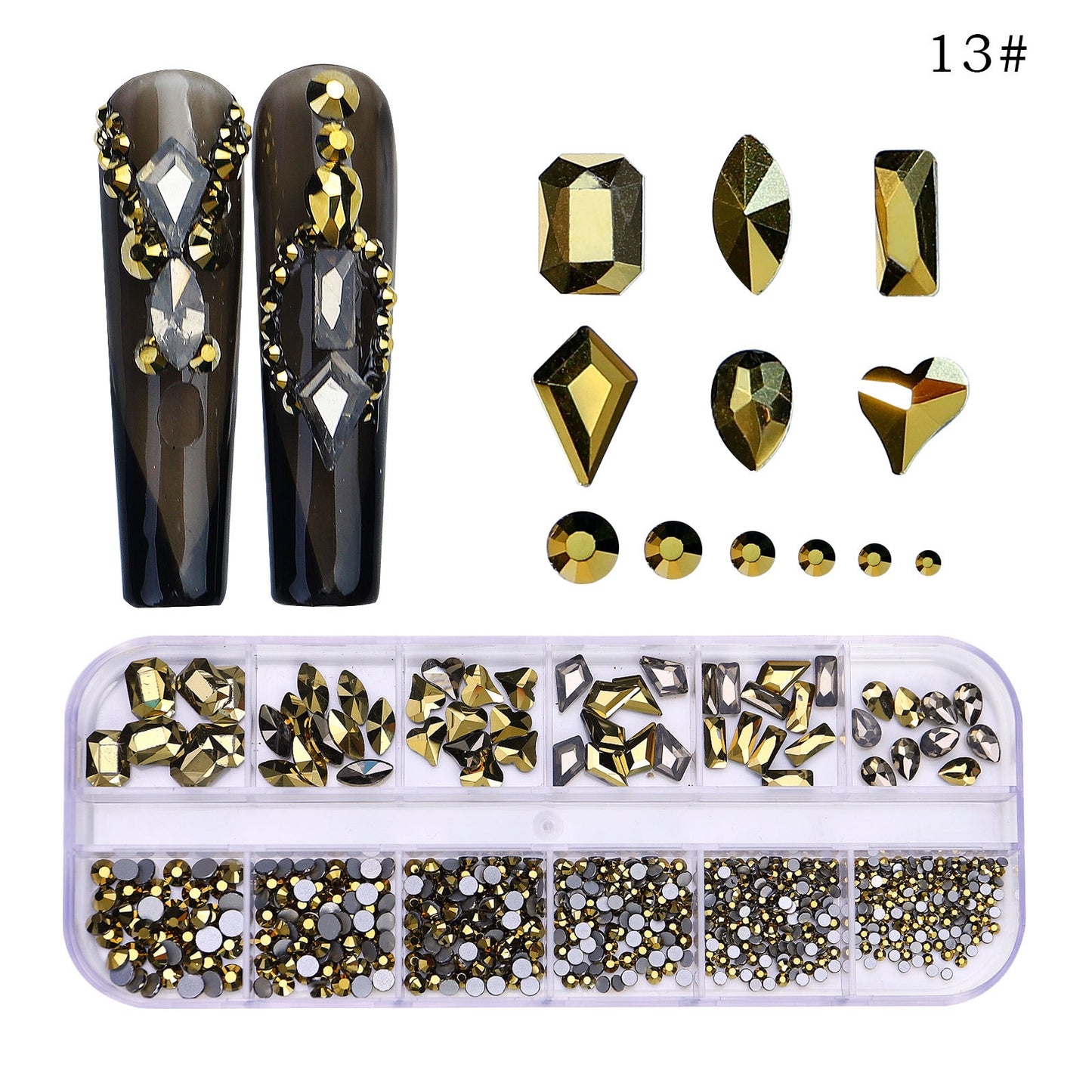 All the Nail Rhinestones you Want! (12 different Shape of 3D Gems, 28 different colors)