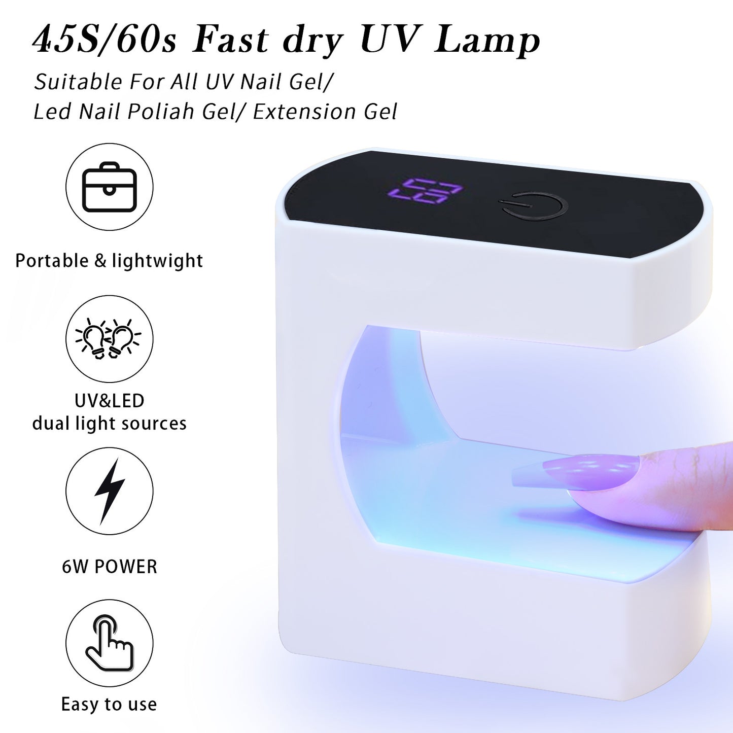 6W Mini UV Light for Nails, UV Nail Lamp, Nail Light for Gel Nails with 2 Timers for Fast Nail Extension, LED Nail Lamp, Portable USB Nail Dryer