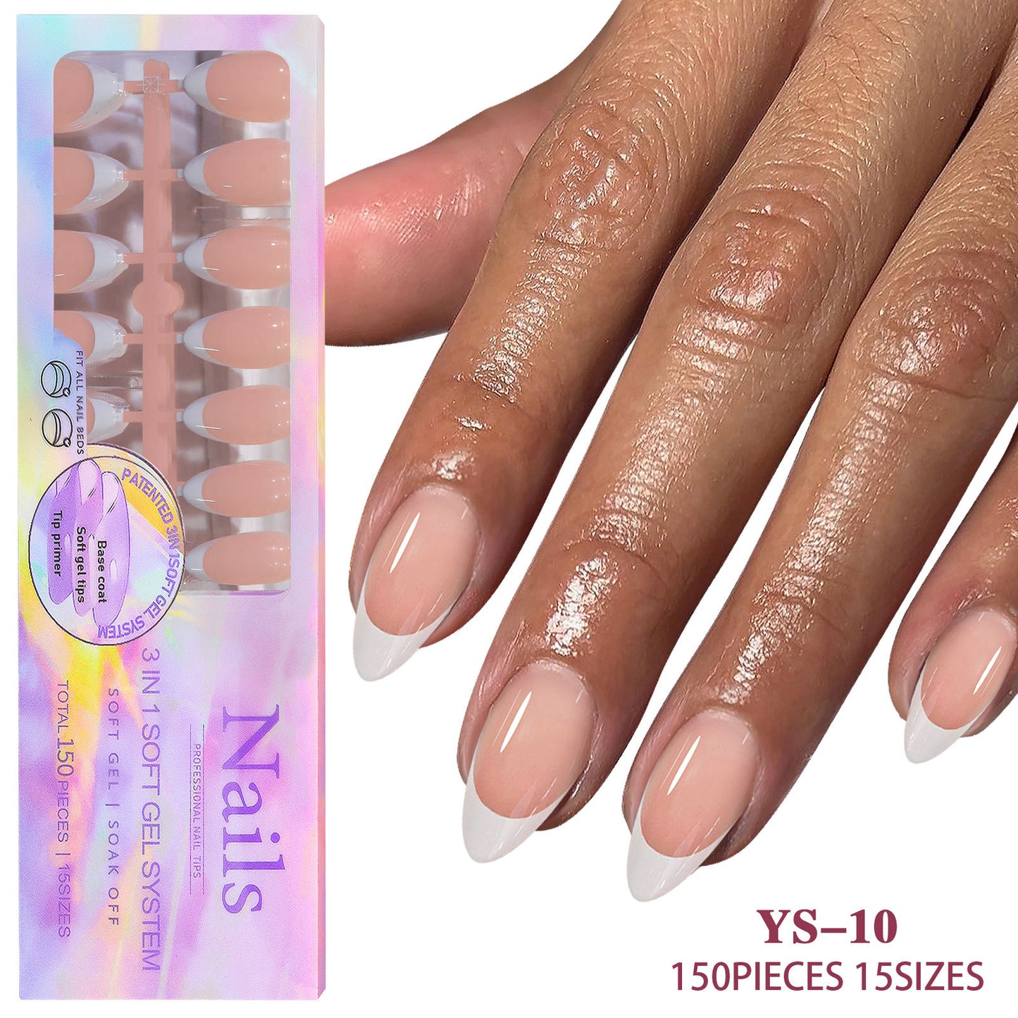 15 Different Nail Tips (150 PCS, 14 different sizes)