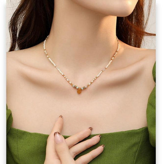 (Stainless)Eastern Enchantment Necklace: Miyuki Beads and Aventurine Harmony