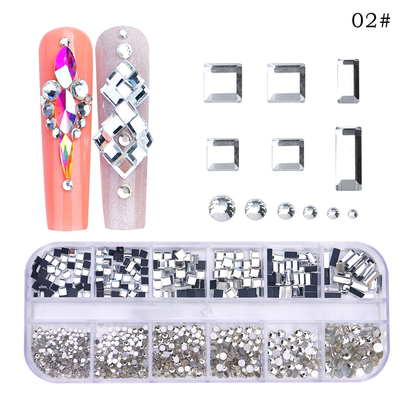All the Nail Rhinestones you Want! (12 different Shape of 3D Gems, 28 different colors)