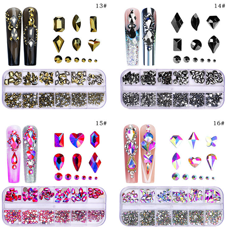 All the Nail Rhinestones you Want! (12 different Shape of 3D Gems, 28 different colors)