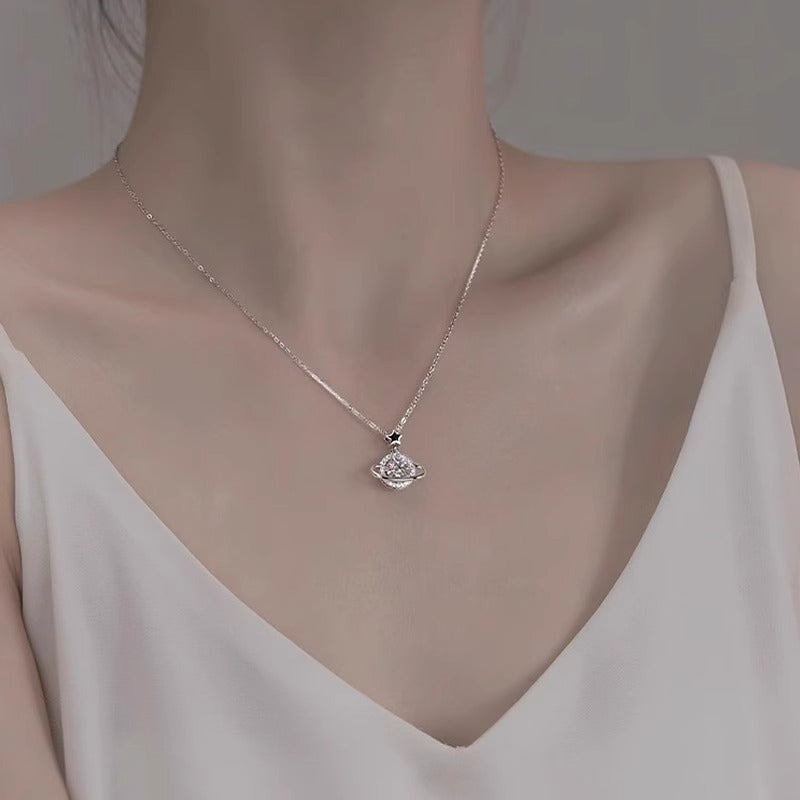 Dreamy Planet Moissanite Necklace in Sterling Silver