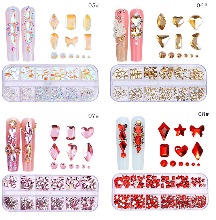 All the Nail Rhinestones you Want! (12 different Shape of 3D Gems, 28 different colors)