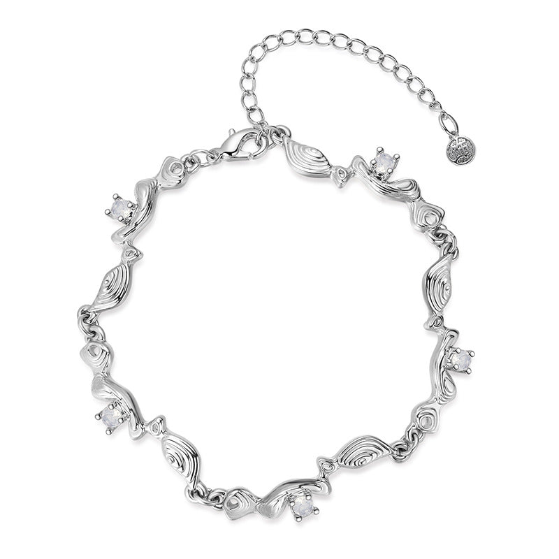 (Stainless)Whimsical Wave Charm Bracelet | Elegant Silver Craftsmanship