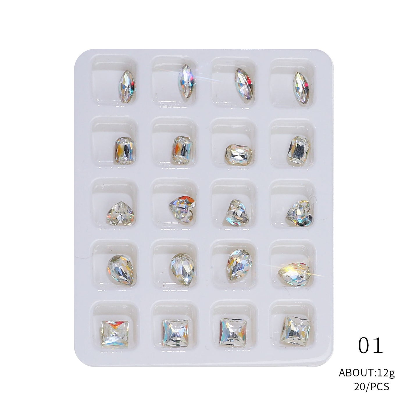 20PCS Heart-Shape 3D Flatback Crystal for Nail Arts