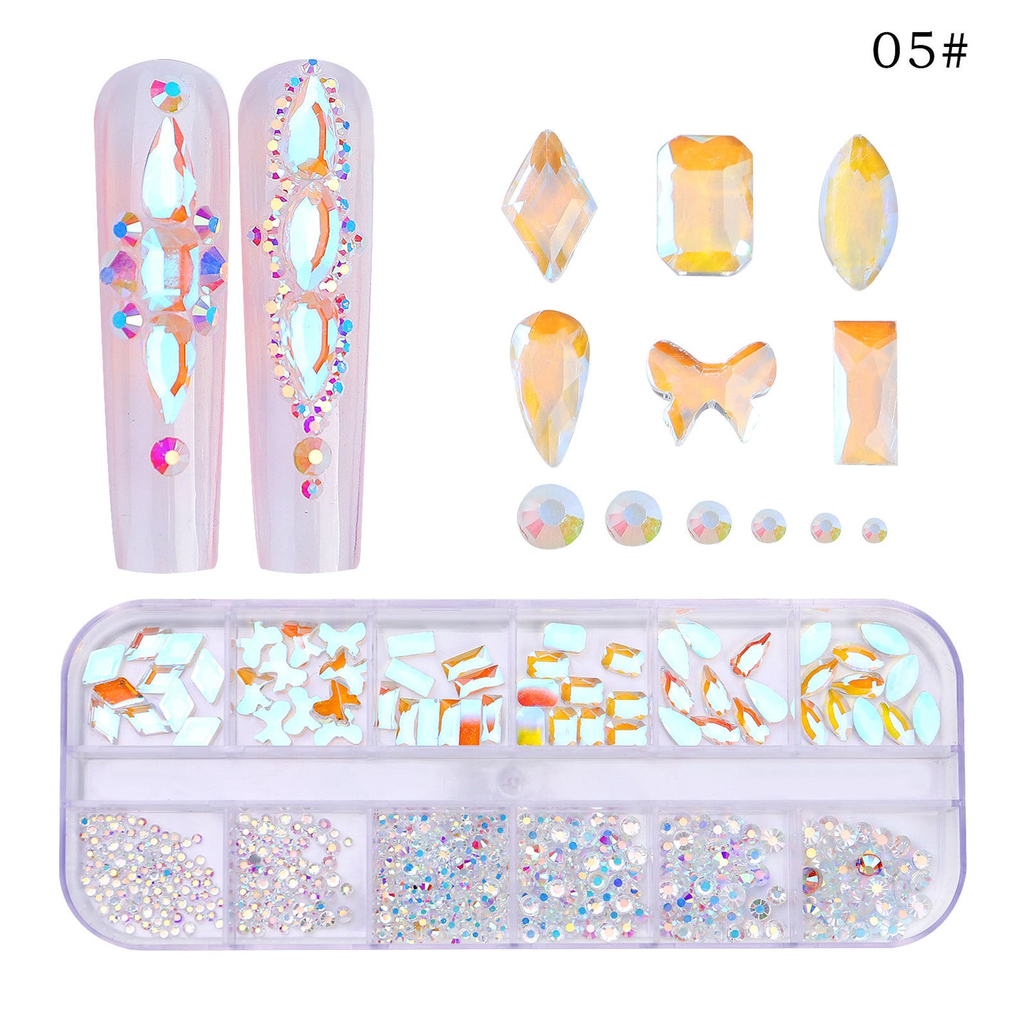 All the Nail Rhinestones you Want! (12 different Shape of 3D Gems, 28 different colors)