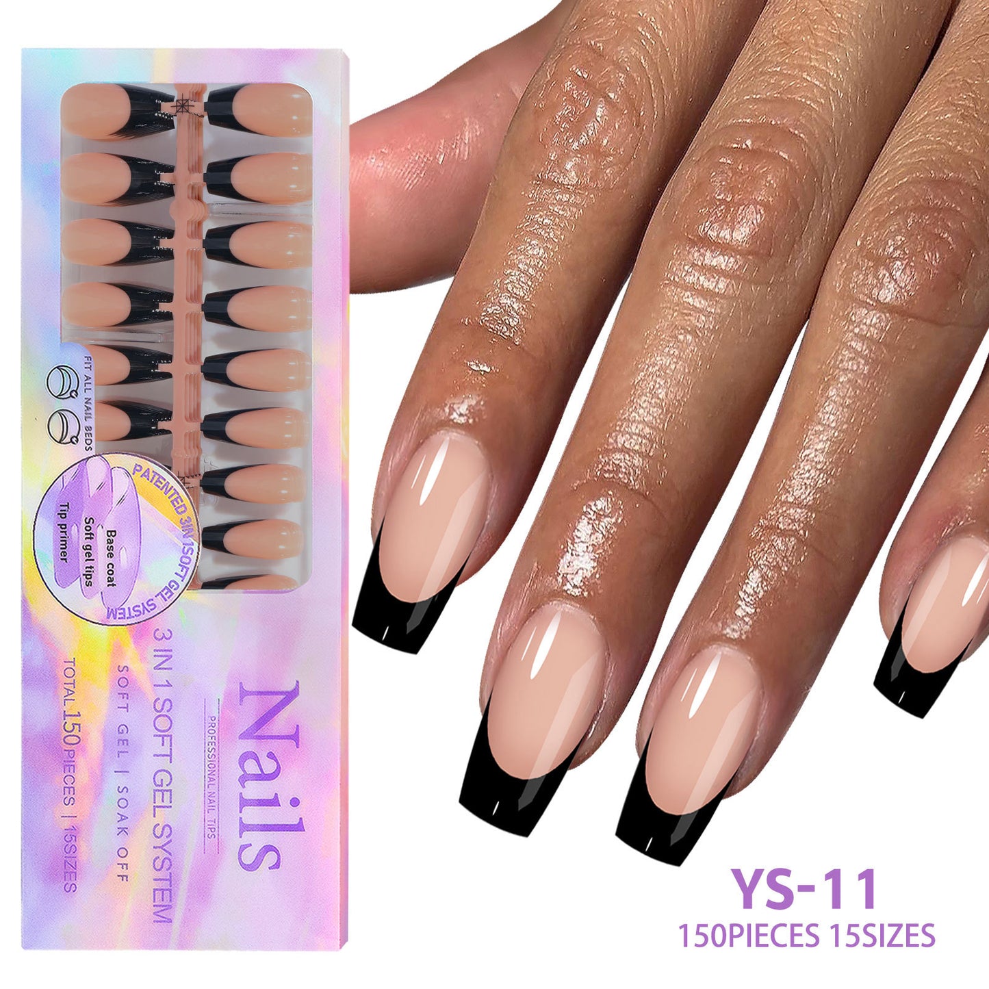 15 Different Nail Tips (150 PCS, 14 different sizes)