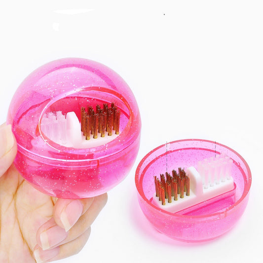 Nail Drill Bits Cuticle Cleaning Tool with Steel & Nylon Wire Brush, Cleaner Case, Clear Protect Cover, Suitable for Carbide Nail Drill Bits/Ceramic Nail Drill Bits