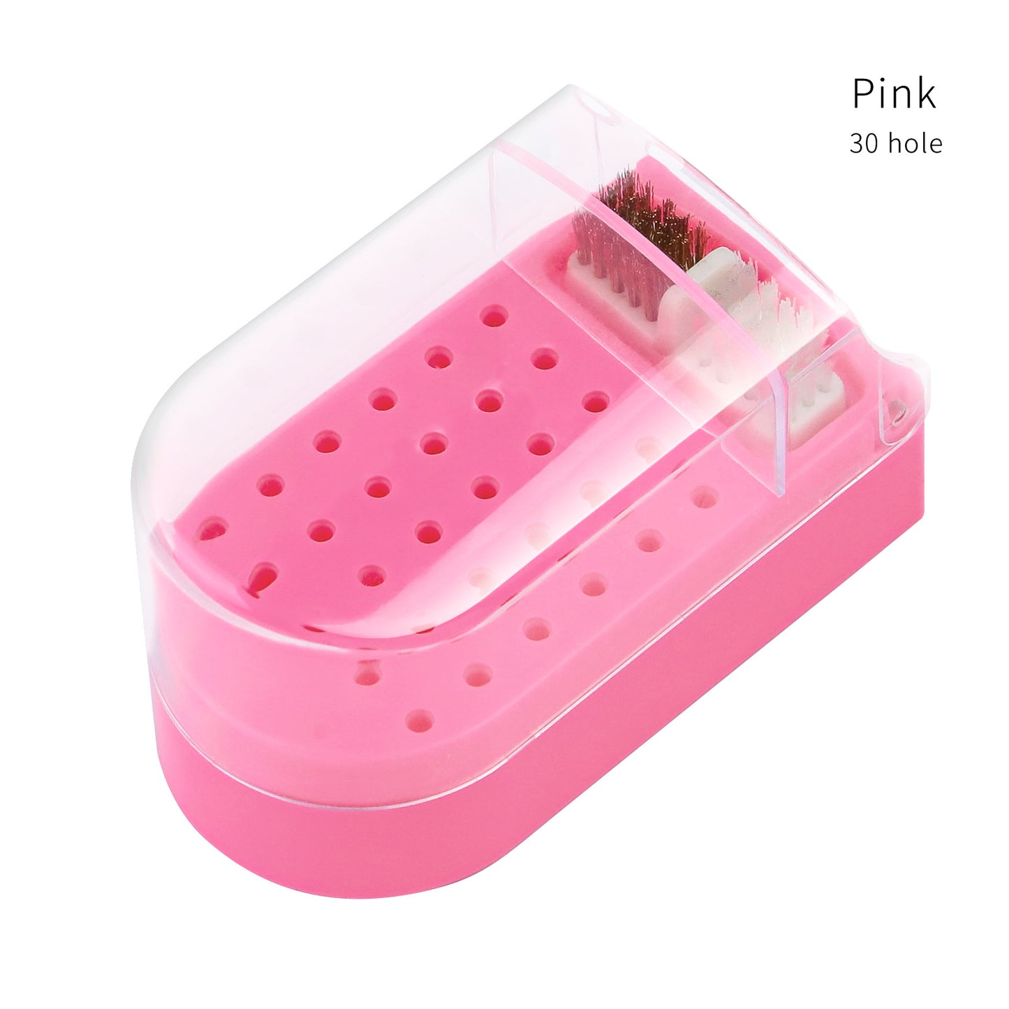 2 in 1 Nail Drill Bit Holder and Nail Drill Bits Cleaner Brush Case, 30 Holes Dust-proof Nail Bit Holder Organizer Display Storage Box, Nail Bit Cleaning