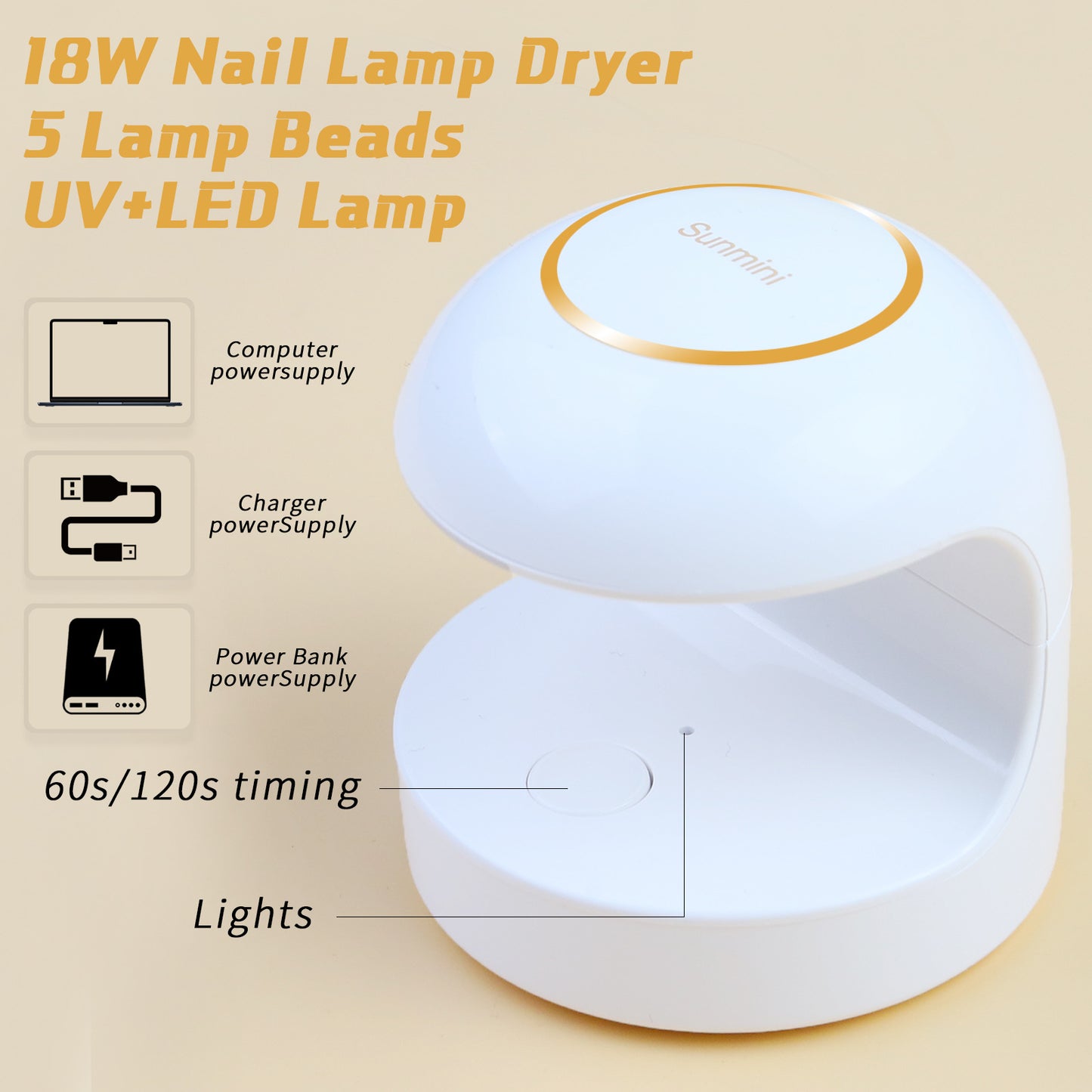 18W Mini UV Light for Nails, UV Nail Lamp, Nail Light for Gel Nails with 2 Timers for Fast Nail Extension, LED Nail Lamp, Portable USB Nail Dryer