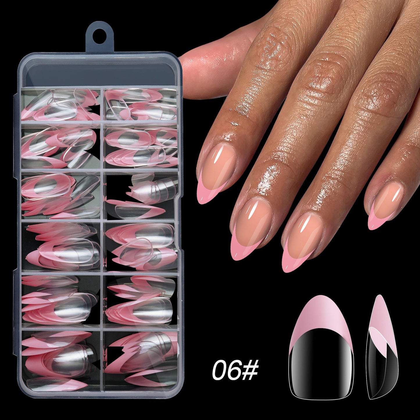 120PCS Almond French Tip Nails & Coffin French Tip Nails & Square French Tip Nails (11 different sizes)