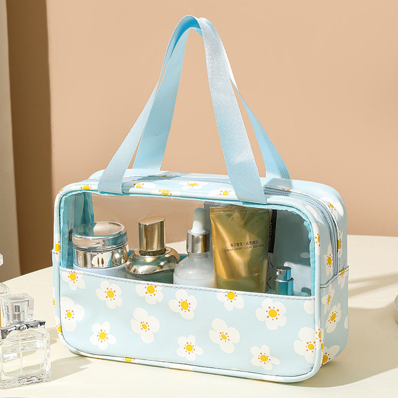 Daisy Cosmetic Bags, PU Leather Clear Makeup Bag Travel Makeup Bag