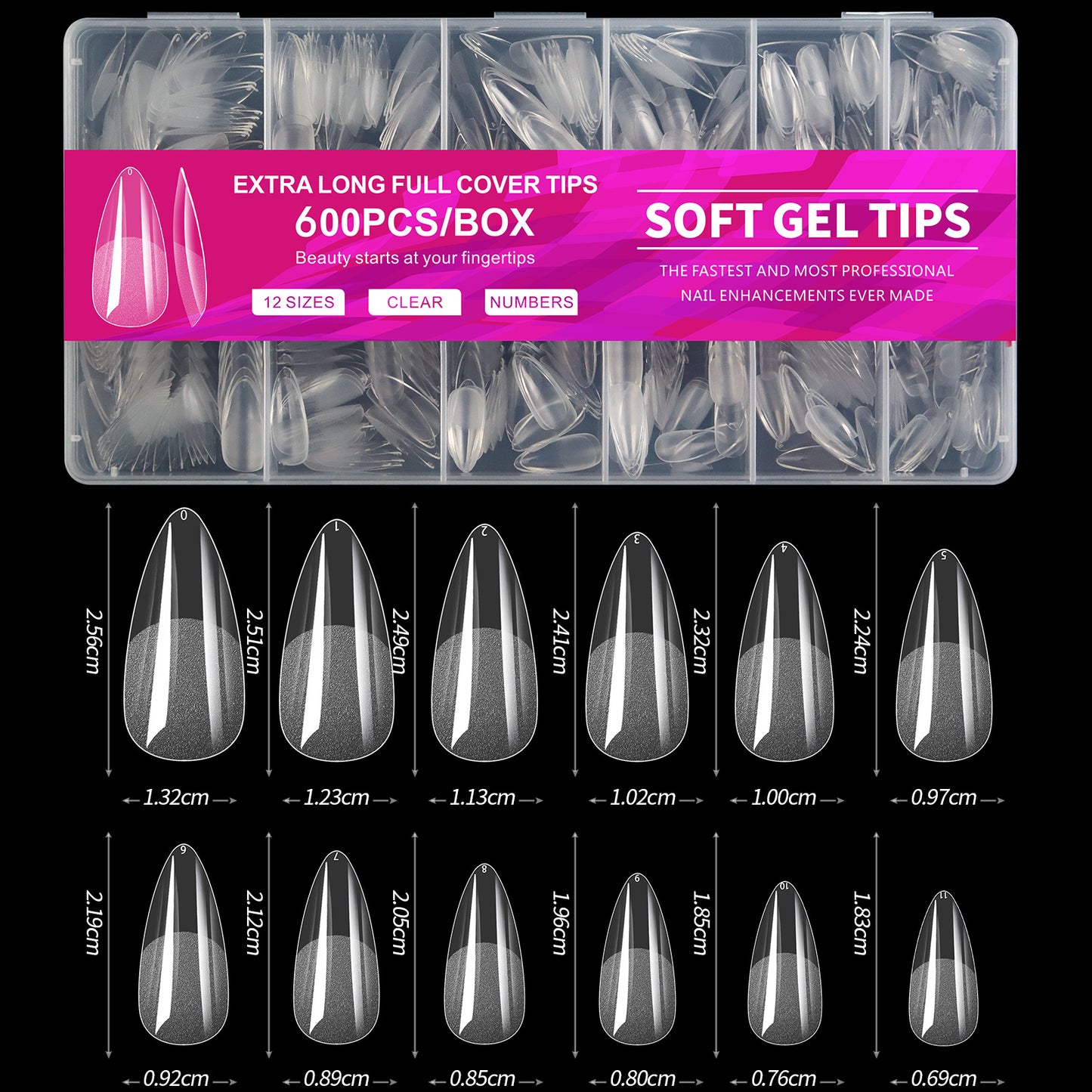 600PCS Nail Tips (6 different shapes)