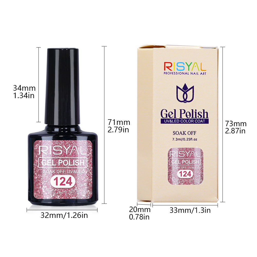 7.3ml Diamond Gel Nail Polish with 12 Different Color, Reflective Glitter Gel Polish, Sparkly Shiny Gel Nail Art Varnish Manicure Kit, Soak Off LED Lamp