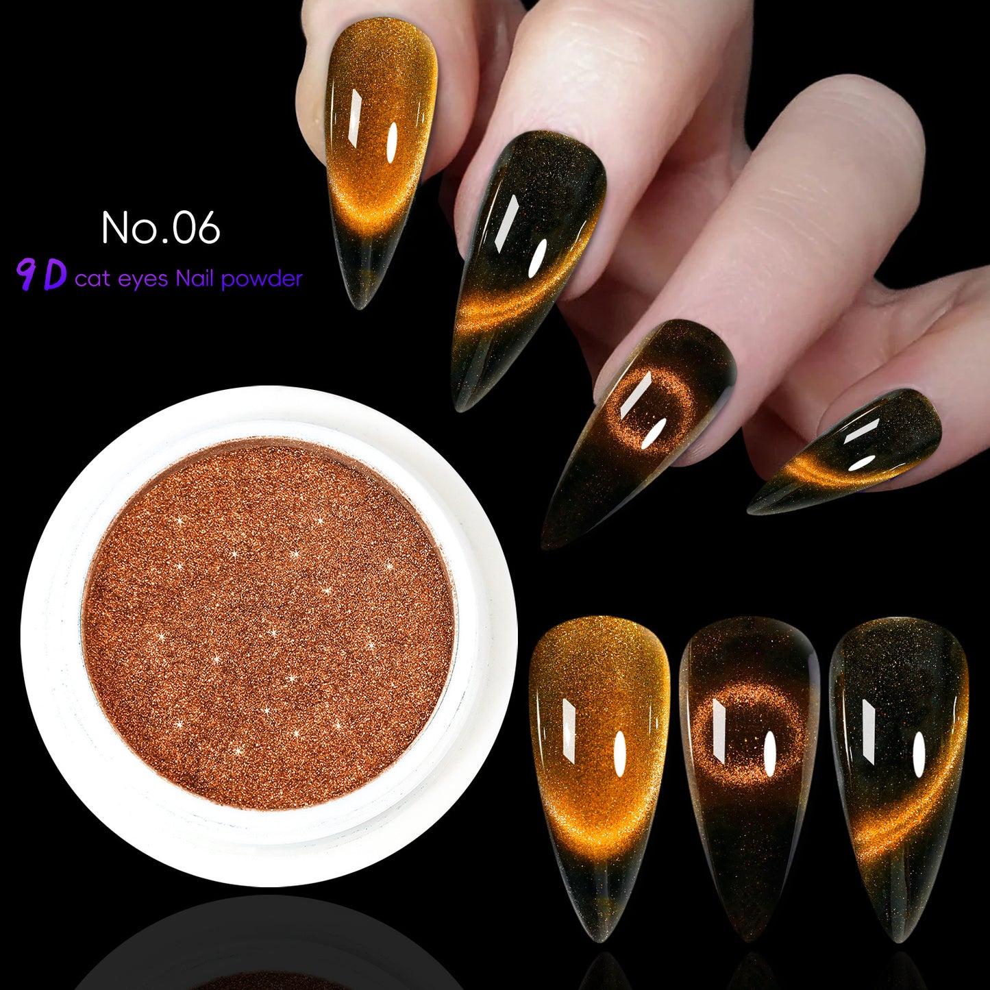 10 Colors Cat Eye Chrome Nail Powder Set Cat Eye Chrome Nail Powder Set With a Small Brush