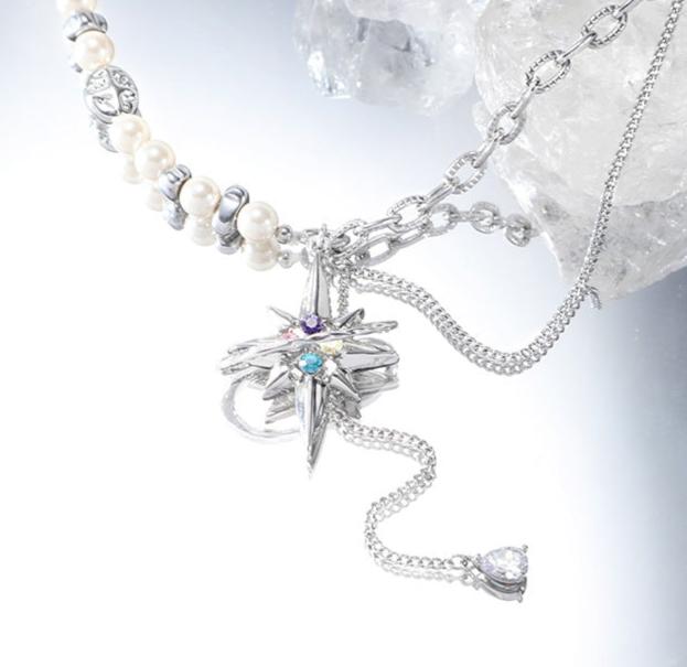 (Stainless)Starry Elegance: Pearl and Zircon Lariat Necklace