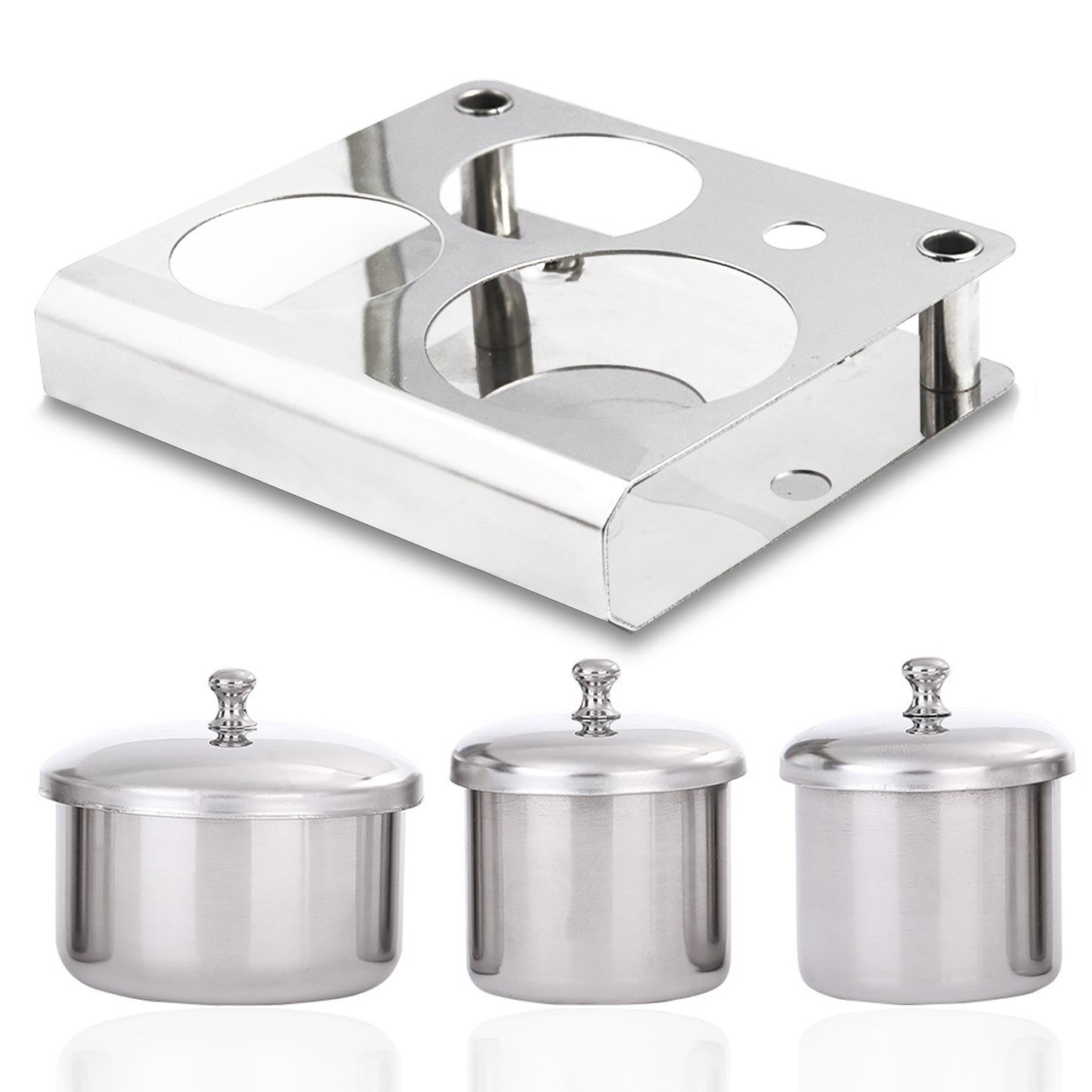 3 Pieces Acrylic Liquid Container Stainless Steel Acrylic Liquid Powder Cup Stainless Steel Nail Powder Holder Container with Lids for Nail Design Tools