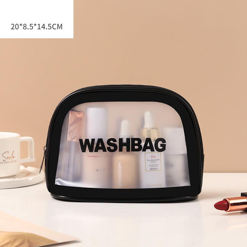 CLEAR SEMICIRCLE COSMETIC BAGS (3 different colors)