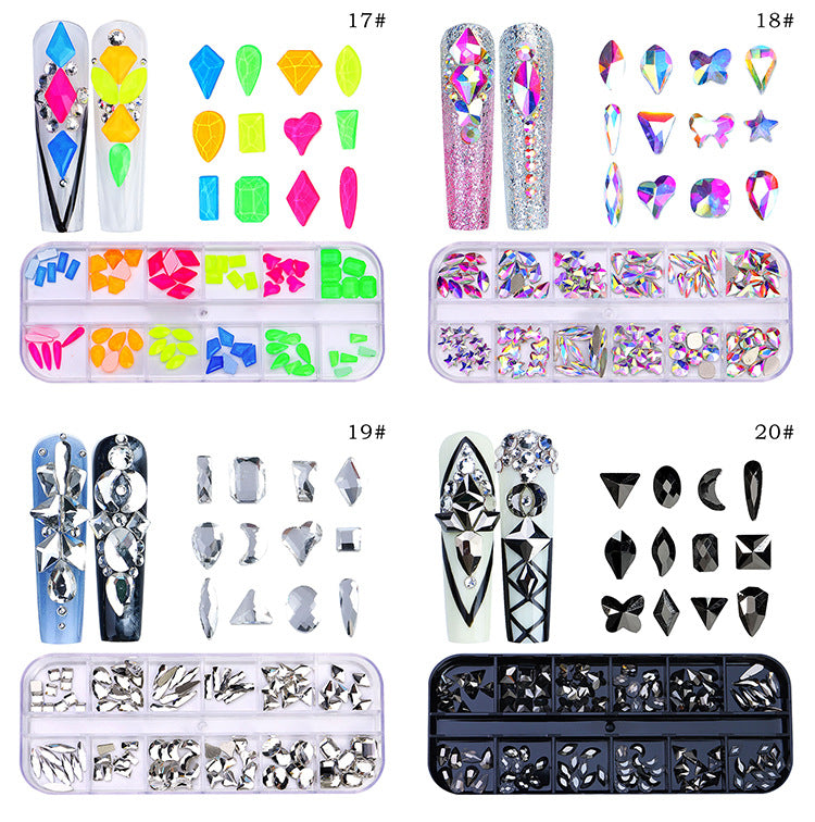 All the Nail Rhinestones you Want! (12 different Shape of 3D Gems, 28 different colors)