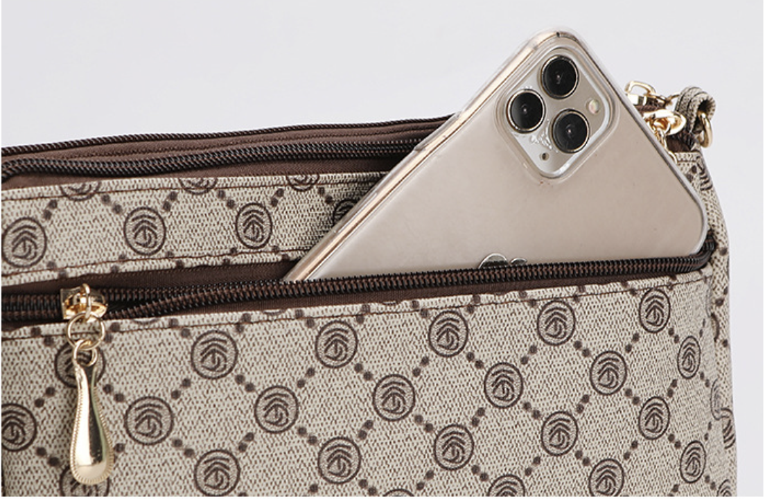 Printed Practical Multi-Layer Shoulder Bag