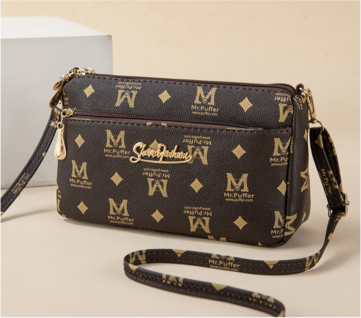 Printed Practical Multi-Layer Shoulder Bag