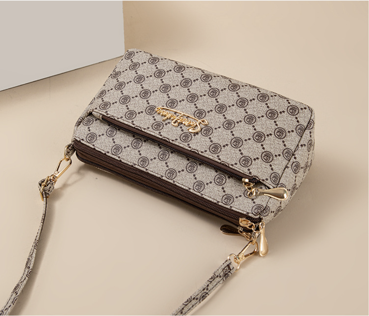 Printed Practical Multi-Layer Shoulder Bag
