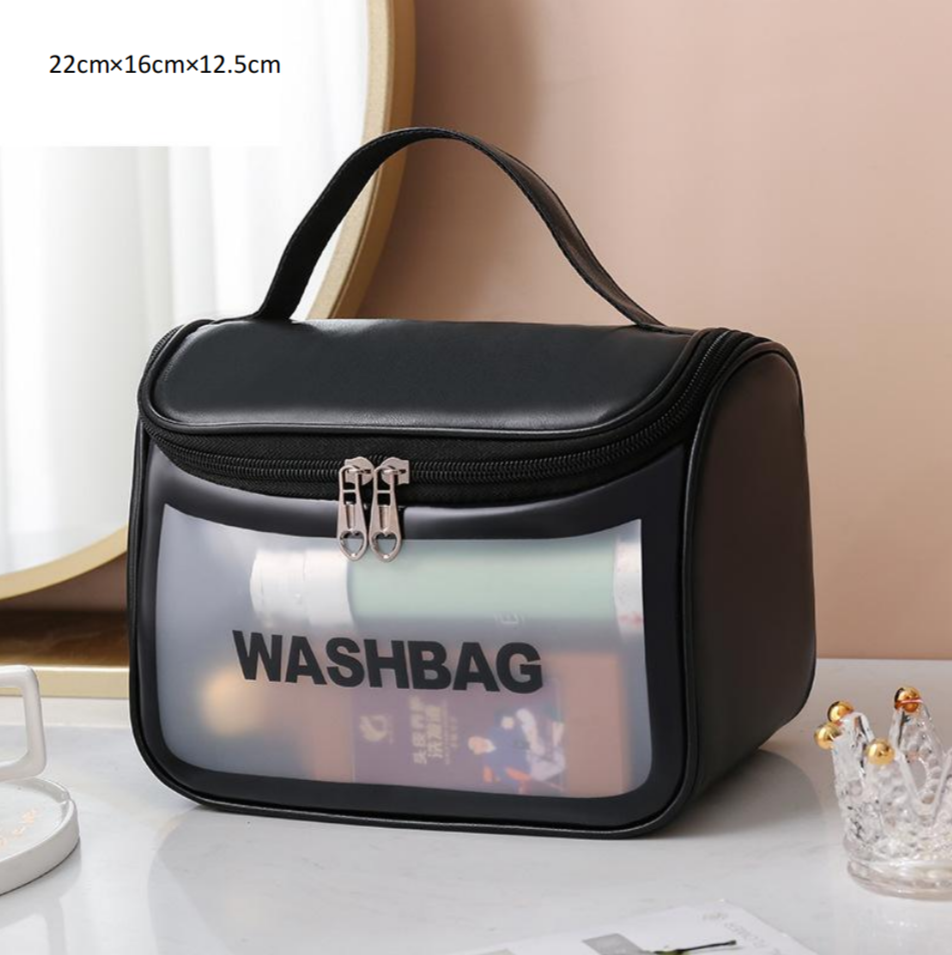 Classic Cosmetic Bags (3 different colors), PU Leather Clear Makeup Bag Travel Makeup Bag
