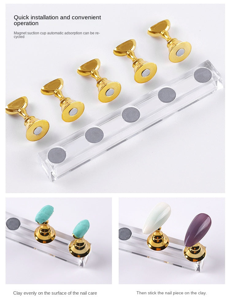 5 PCS Magnetic Nail Tips Practice Holders with Nail Stand Acrylic Nail Art Display Stand