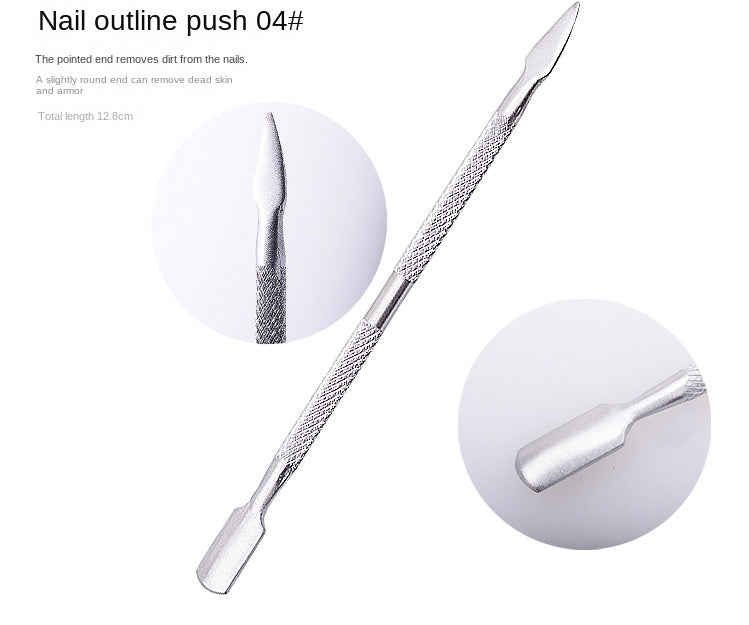 Cuticle Pusher Tool and Spoon Nail Cleaner - Professional Grade Stainless Steel Cuticle Remover and Cutter - Durable Manicure and Pedicure Tool - for Fingernails and Toenails (Silver)